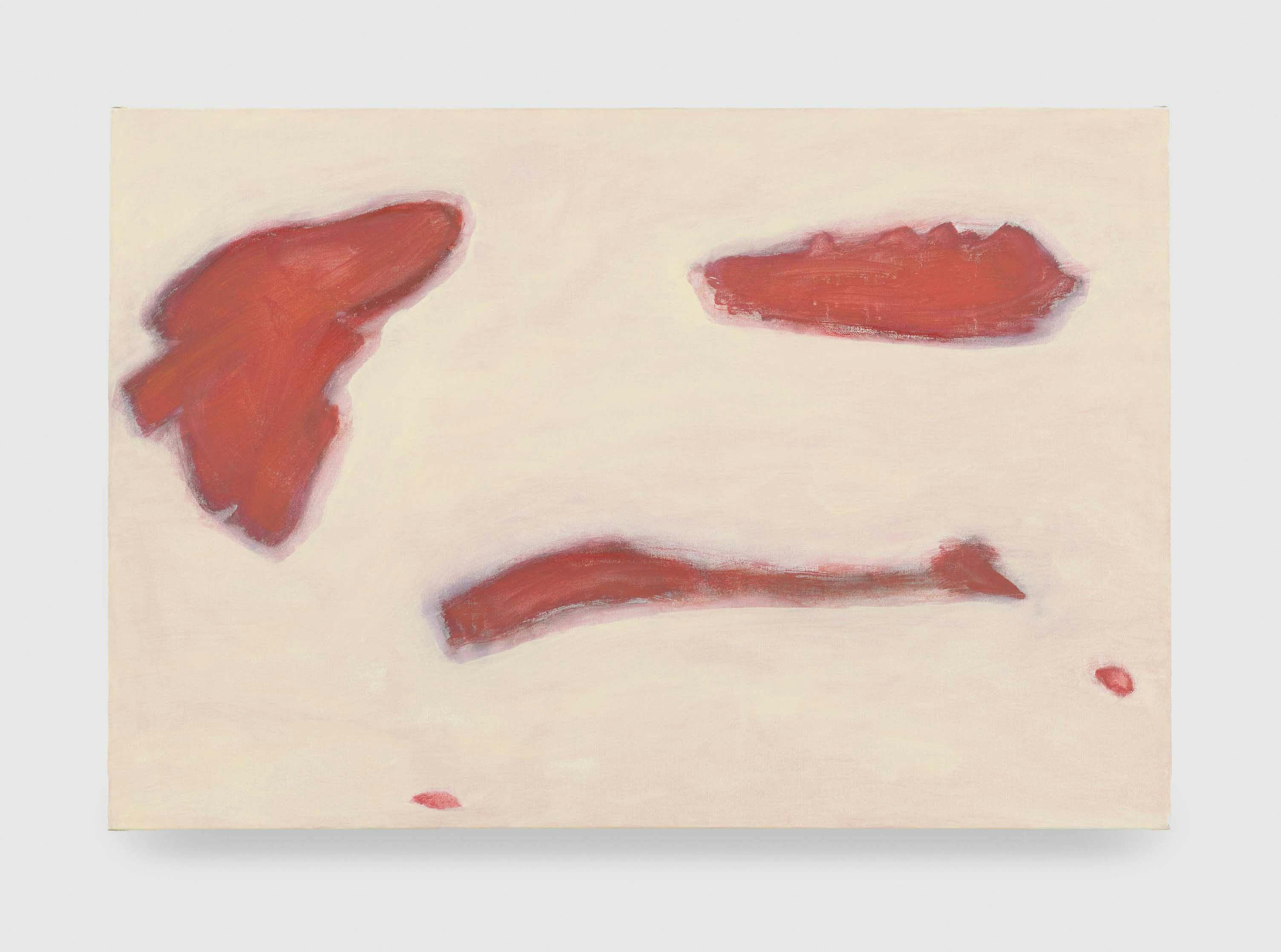 A painting by Raoul De Keyser, titled Trio in Red, dated 2006.